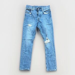 Levis 501 Women’s Denim Cotton Jeans W24 L28 Light Wash Button Down